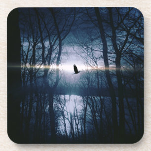 Dessous-de-verre Oiseau au clair de lune
