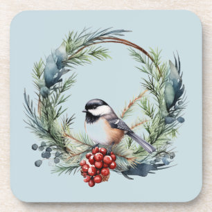 Dessous-de-verre Oiseau de poule de Noël dans l'art de la couronne
