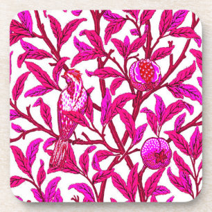 Dessous-de-verre Oiseau et grenade Art Nouveau, Fuchsia & Violet