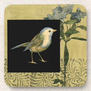 Dessous-de-verre Oiseau sur Noir et Arrière - plan Vintage