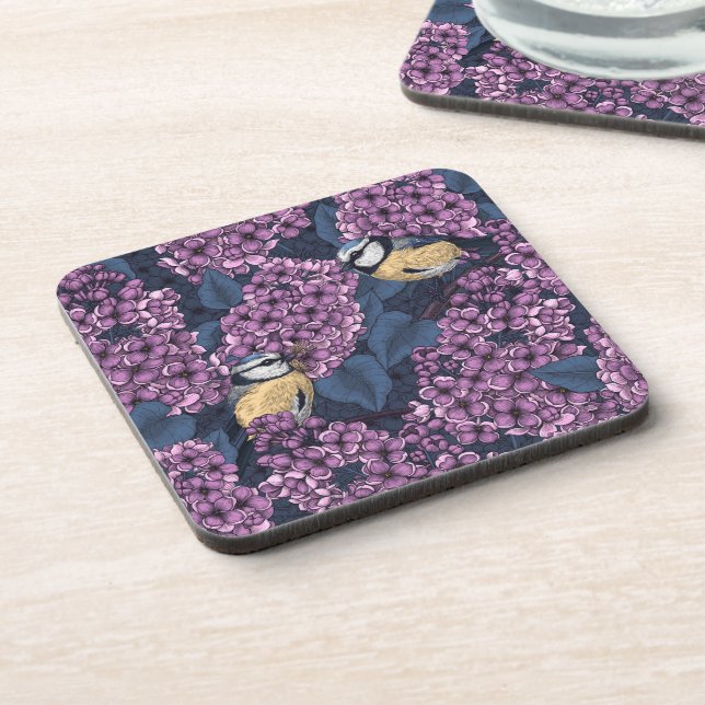 Dessous-de-verre Oiseaux dans le jardin violet lilas (Côté gauche)