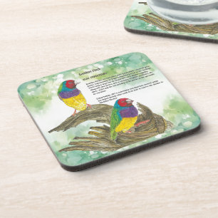 Dessous-de-verre Oiseaux Finch Gouldiens Peints à la main colorés