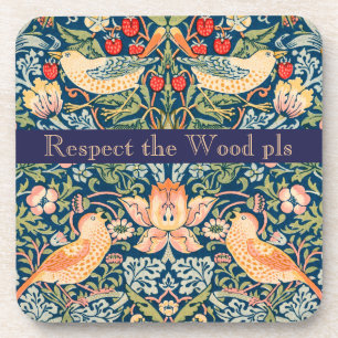 Dessous-de-verre Oiseaux & Fleurs Wm Morris Respectez le bois svp