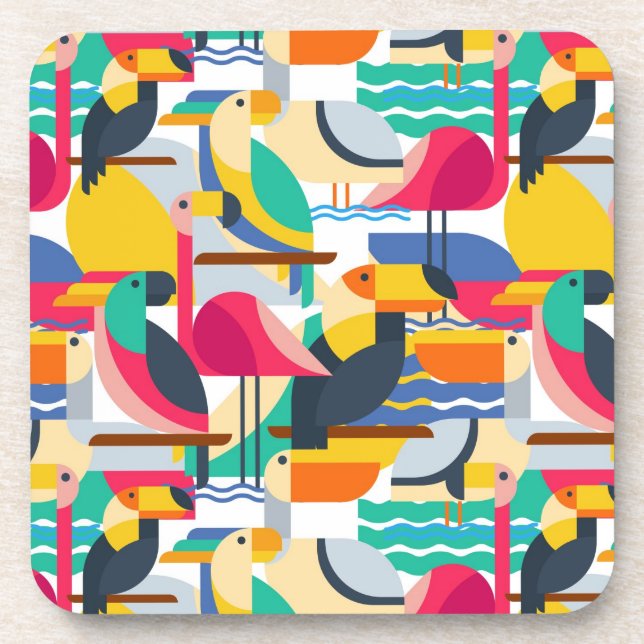 Dessous-de-verre Oiseaux tropicaux géométriques (Devant)
