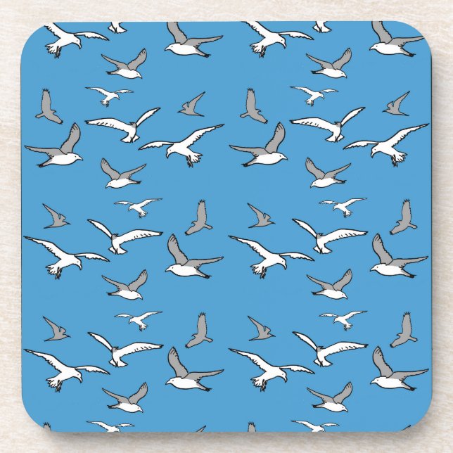 Dessous-de-verre Oiseaux volants - un troupeau de mouettes (Devant)