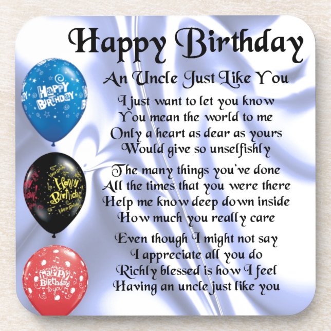 Dessous-de-verre Oncle Poem - joyeux anniversaire (Devant)