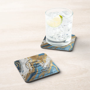 Dessous-de-verre Or bleu et marbre blanc