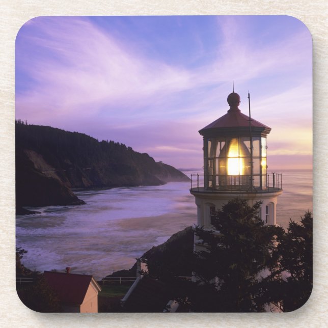 Dessous-de-verre OR, côte de l'Oregon, phare de Heceta Head, sur (Devant)