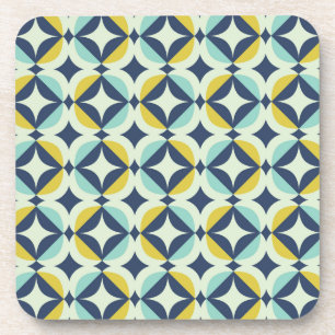 Dessous-de-verre Or géométrique et motif bleu