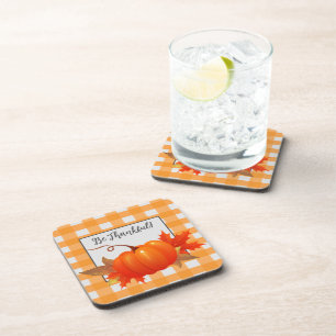 Dessous-de-verre Orange Buffalo, Citrouille De Thanksgiving, Plaid