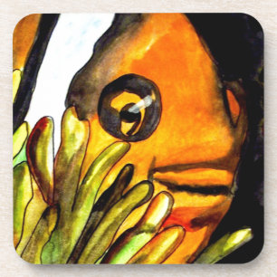 Dessous-de-verre Orange Clown Poisson aquarelle peinture d'art orig