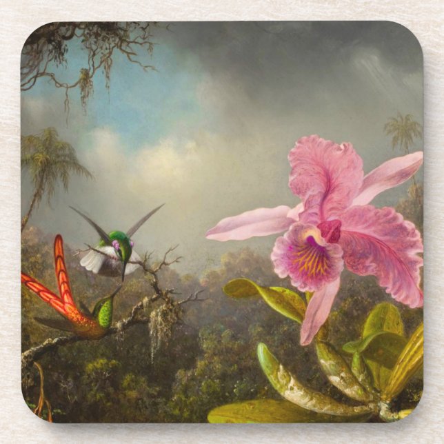 Dessous-de-verre Orchidée avec deux colibris Heade (Devant)