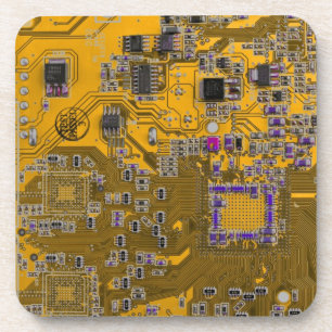 Dessous-de-verre Ordinateur Geek Circuit Board Light Orange