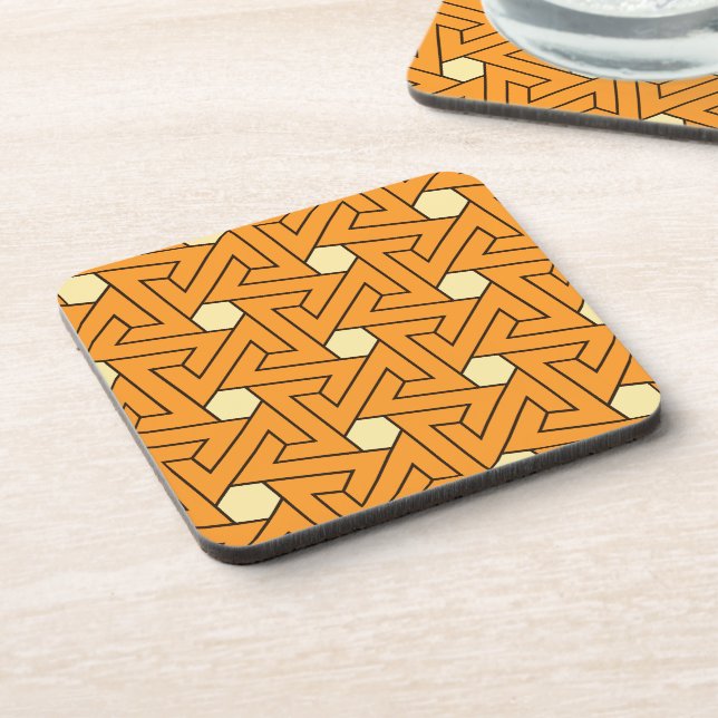 Dessous-de-verre Oriental Orange Beige Triangle Spirales égyptien (Côté gauche)