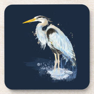 Dessous-de-verre Original watercolor Great Blue Heron Bird Custom