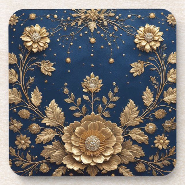 Dessous-de-verre Ornement floral doré (Devant)