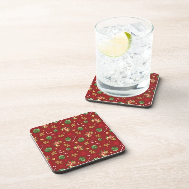 Dessous-de-verre Ornementation de Noël et Motif Sucre de canne (Côté Droit)