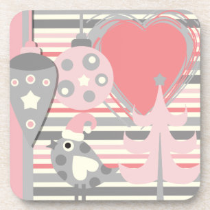 Dessous-de-verre Ornements de vacances rose et gris et Dessous de v