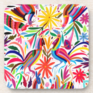 Dessous-de-verre Otomi coloré Imprimer, Motif floral/animal