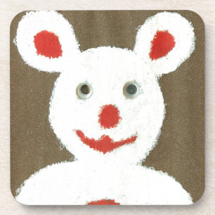 Dessous-de-verre Ours blanc avec nez rouge, bouche et oreilles (Pèr