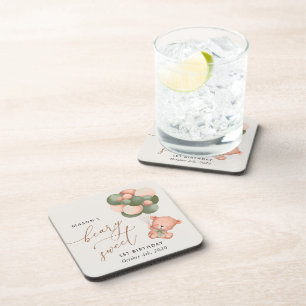 Dessous-de-verre Ours de bébé, Ballons verts, Premier anniversaire