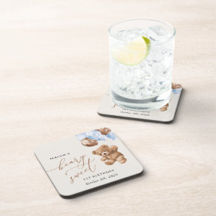 Dessous-de-verre Ours En Joue, Ballons Bleus, Premier Anniversaire