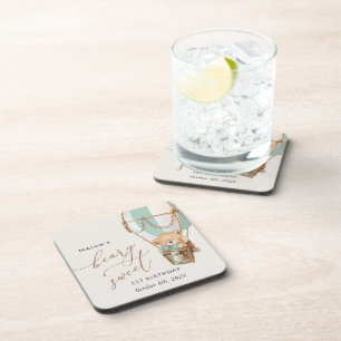 Dessous-de-verre Ours en peluche, Ballon à air chaud vert, premier 