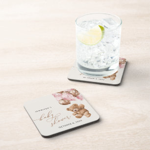 Dessous-de-verre ours en peluche, ours bébé, ballons roses, Baby sh