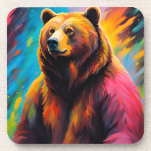 Dessous-de-verre Ours grizzli avec aurores boréales