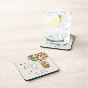 Dessous-de-verre Ours mignon, Ballons verts, Premier anniversaire