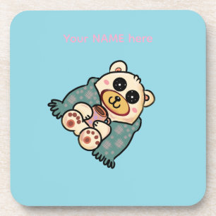 Dessous-de-verre Ours polaire personnalisé avec café   Art mignon d