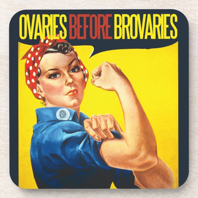 Dessous-de-verre Ovaires avant frères humour féministe (Devant)