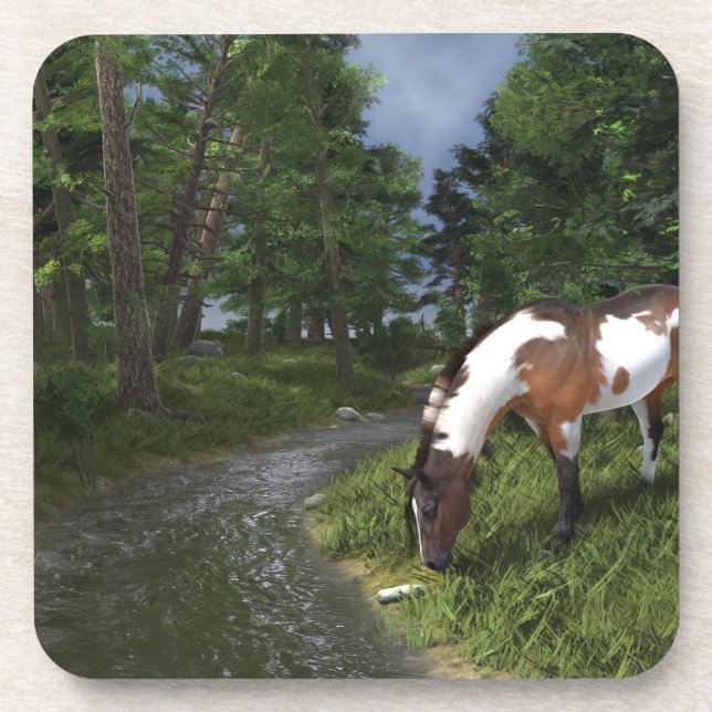 Dessous-de-verre Paint Horse by Forest Stream (Devant)