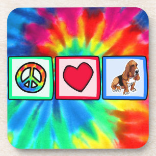 Dessous-de-verre Paix, Amour, Basset Hounds