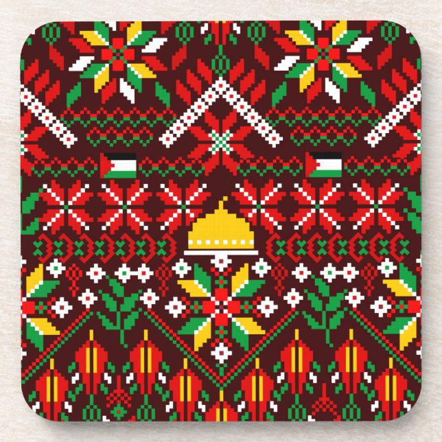 Dessous-de-verre Palestine Tatreez Broderie traditionnelle (Devant)