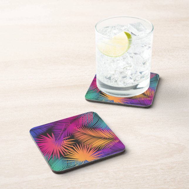 Dessous-de-verre Palmier tropical Feuille Jungle Rainbow (Côté Droit)