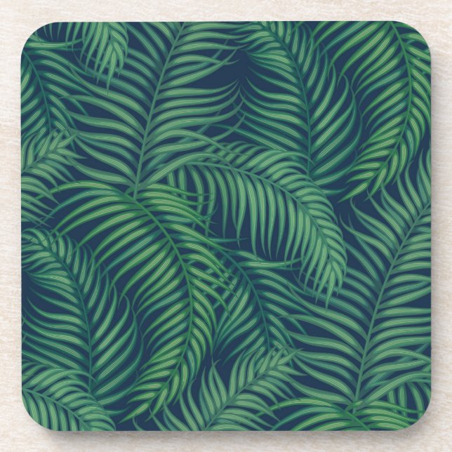 Dessous-de-verre Palmiers tropicaux de nuit feuilles (Devant)