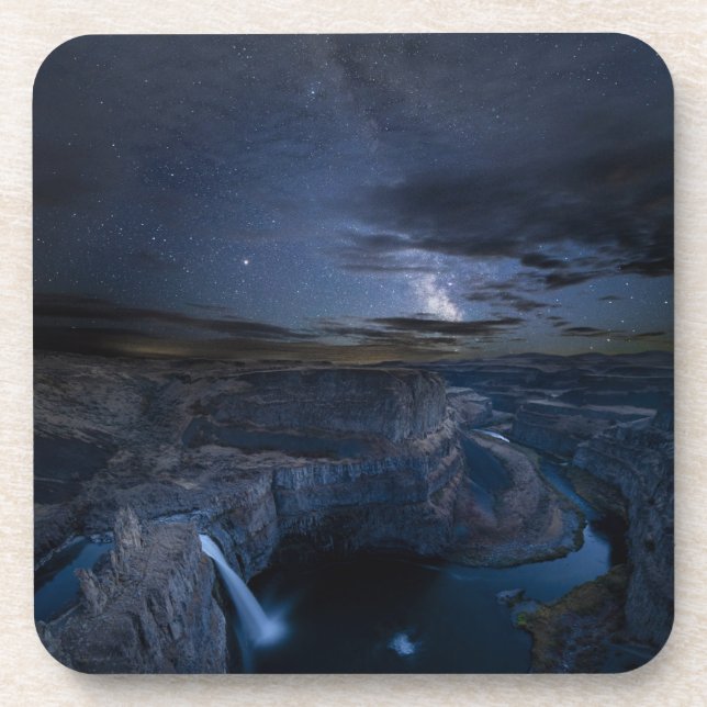 Dessous-de-verre Palouse Falls Park & Milky Way | État de Washingto (Devant)
