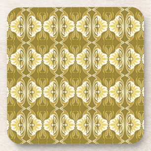 Dessous-de-verre Papier peint Art Déco motif - or et blanc