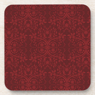 Dessous-de-verre Papier peint floral rouge détaillé