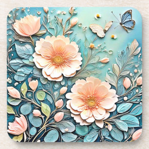 Dessous-de-verre Papillon floral Pastel Art