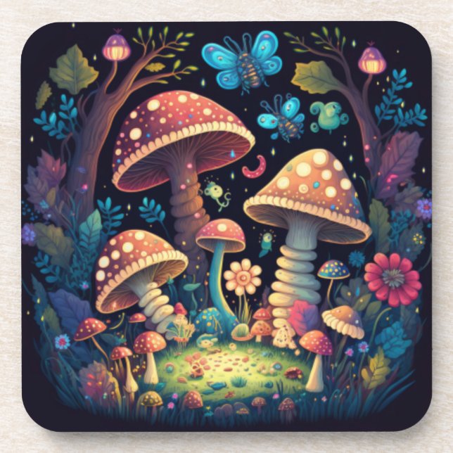 Dessous-de-verre Papillons aux champignons magiques (Devant)