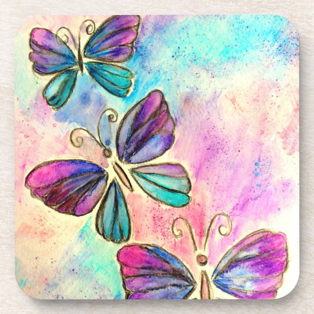 Dessous-de-verre Papillons colorés mignons (Devant)