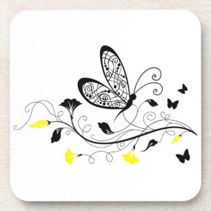 Dessous-de-verre Papillons en dentelle noire 3