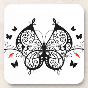 Dessous-de-verre Papillons en dentelle noire 7