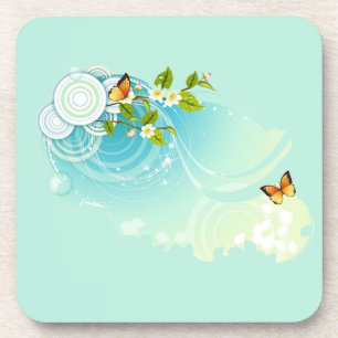 Dessous-de-verre Papillons et fleurs
