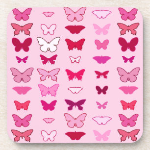 Dessous-de-verre Papillons, nuances roses et fuchsia