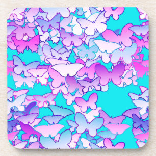 Dessous-de-verre Papillons, violet et turquoise