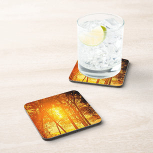Dessous-de-verre Pâque de boisson Sun et arbres