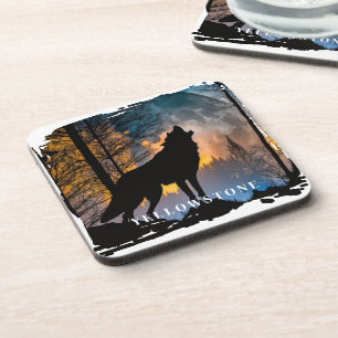 Dessous-de-verre Pâques de boisson du loup de Yellowstone
